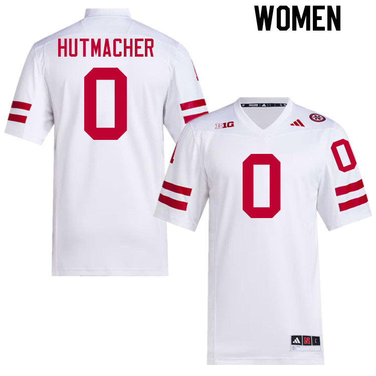 Women #0 Nash Hutmacher Nebraska Cornhuskers College Football Jerseys Stitched Sale-White